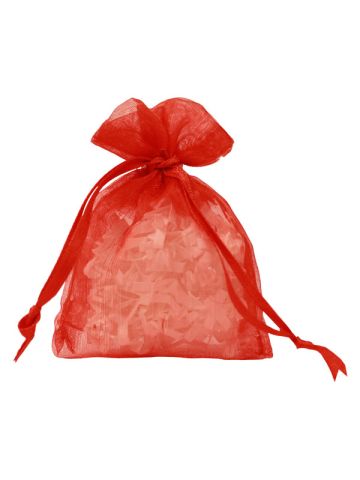 Flat Organza Bags, Red, 3" x 4"