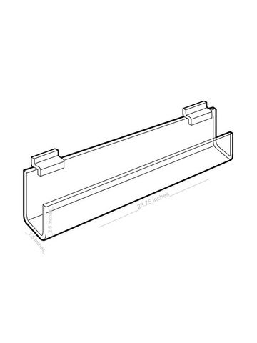 Acrylic J Racks Shelves for Slatwall with open ends, 24"