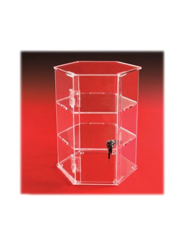 2 Remote Shelves Hexagon Locking, Acrylic Countertop Showcases