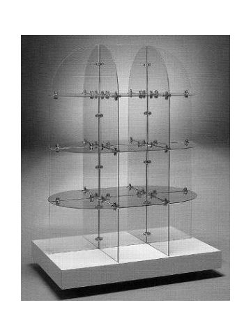 12" Square, Glass Quarter Round Extended Tower Display, Chrome