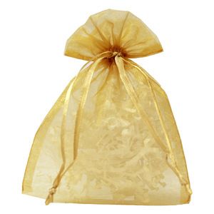 Flat Organza Bags, Gold, 5" x 6"