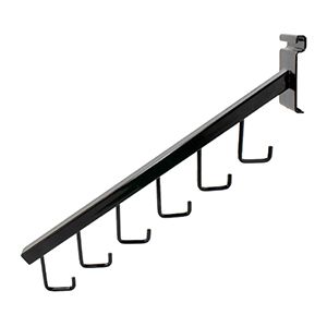 16" Black, Gridwall Waterfall with 6 Hooks 