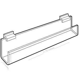 Acrylic J Racks Shelves for Slatwall with open ends, 12"