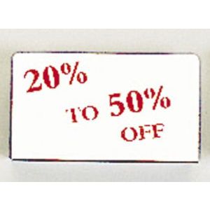 Red on Silver, "20-50% OFF" Showcase Signs
