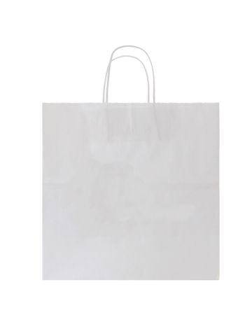 Recycled White Kraft Paper Shopping Bags, 13" x 7" x 13"