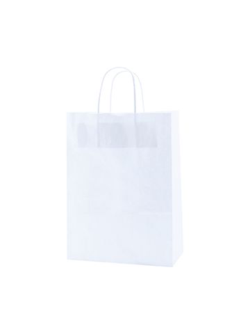 Recycled White Kraft Paper Shopping Bags, 10" x 5" x 13" (Missy)