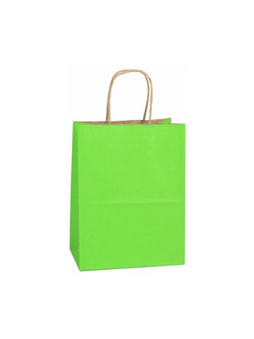 Apple Green, Medium Shadow Stripe Paper Shopping Bags, 8" x 4-3/4" x 10-1/2" (Cub)