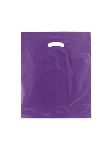 Purple, Super Gloss Merchandise Bags, 15" x 18" + 4"
