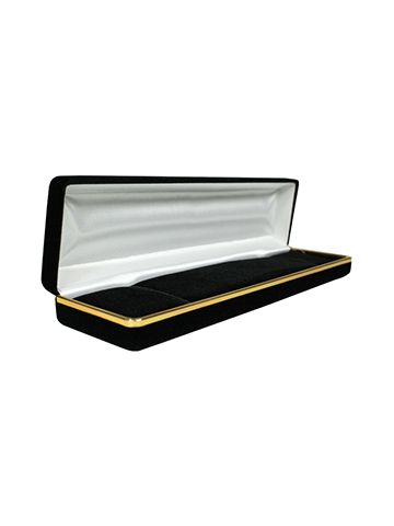 Black Velvet with Gold Trim Hinged Jewelry Boxes, for Bracelet/ Watch