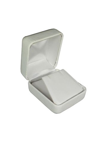 White Faux Leather Hinged Jewelry Boxes, for Earring with Flap