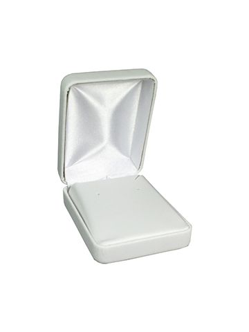 White Faux Leather Hinged Jewelry Boxes, for Pendant/ Earring